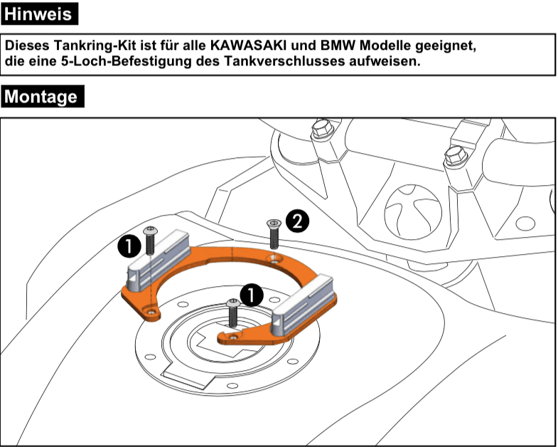 Tankring Lock-it incl. fastener for tankbag for Kawasaki Z 800/E Version (2013-2016)
