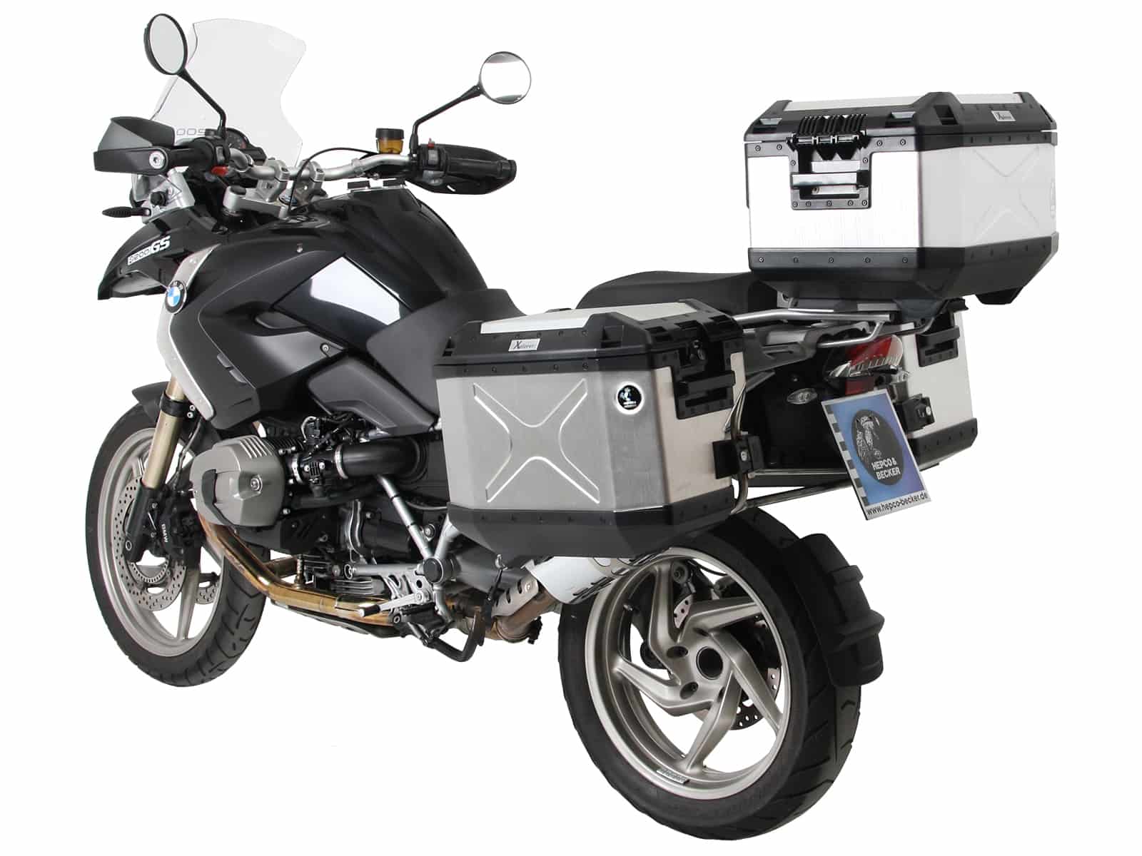 Sidecarrier Cutout stainless steel incl. Xplorer sideboxes silver for BMW R1200GS (2004-2012) / Adventure (2006-2013)