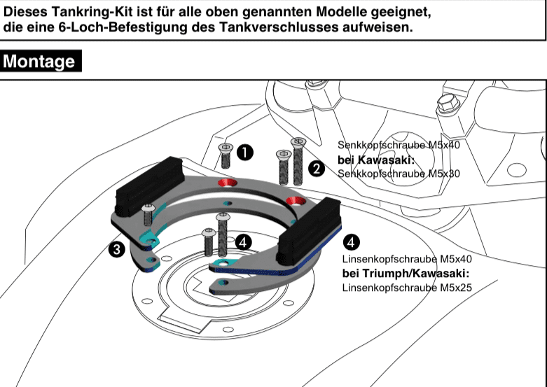 Tankring Lock-it incl. fastener for tankbag for Triumph Rocket III/Roadster (2011-2017)