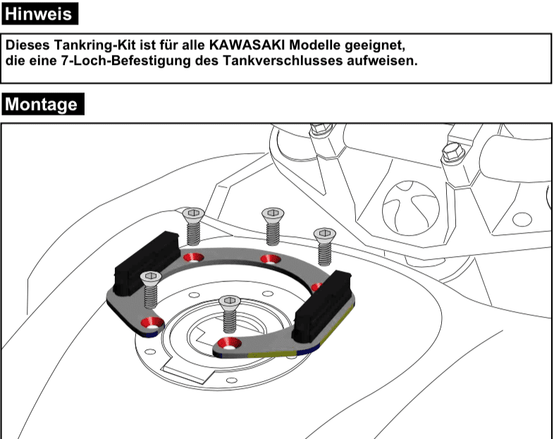 Tankring Lock-it incl. fastener for tankbag for Kawasaki KLE 500 (1991-2007)