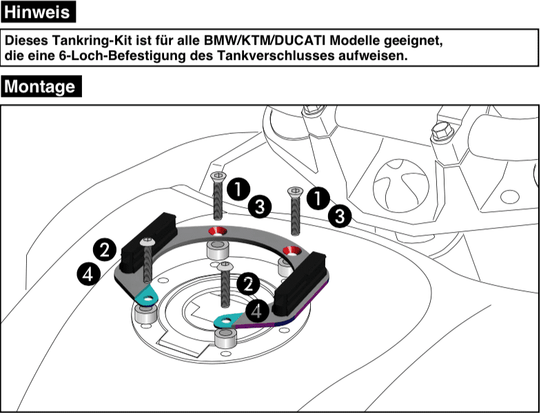 Tankring Lock-it incl. fastener for tankbag for for Ducati Multistrada 1200 (2015-2017)/1260 (2018-)