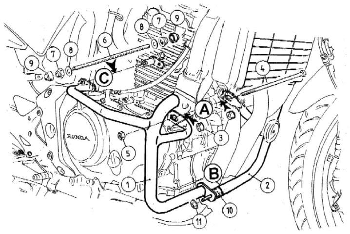 Engine protection bar black for Honda CBF 500 (2004-2007)