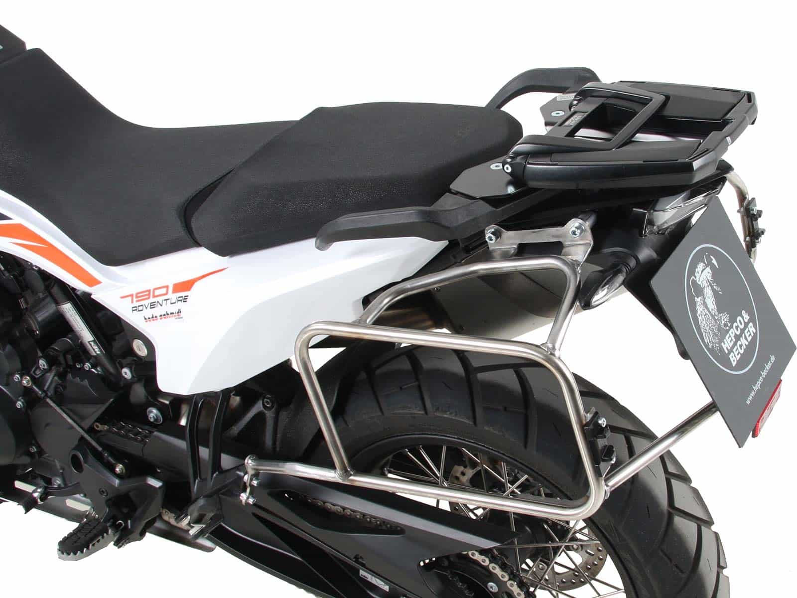 Side carrier cutout stainless steel incl. Xplorer silver sideboxes for KTM 890 Adventure / R / Rally (2021-2022)