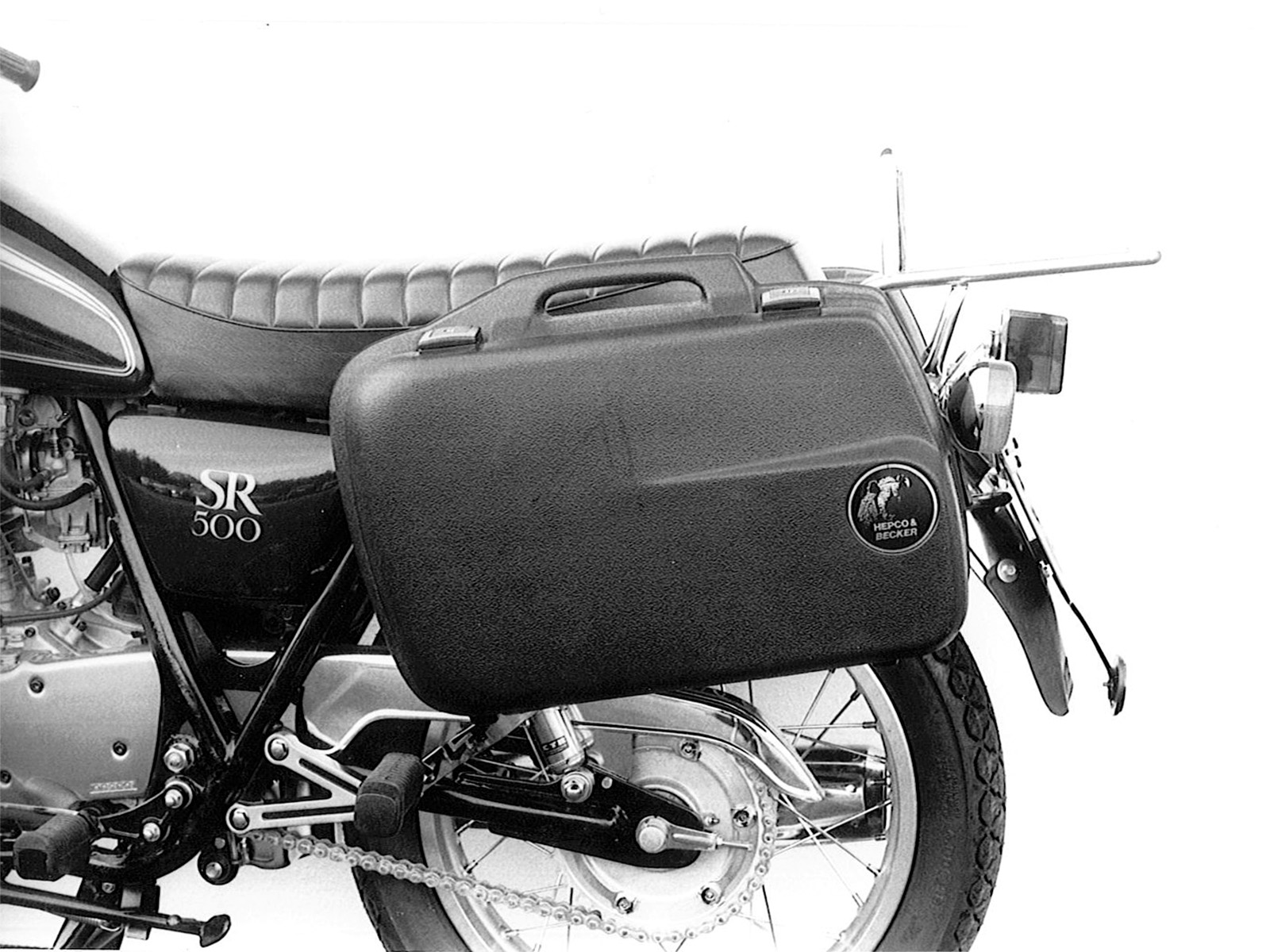 Complete carrier set (side- and topcase carrier) chrome for Yamaha SR 500 (1978-1998) (please tell year of production)