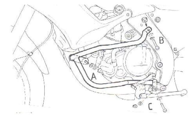 Engine protection bar black for Aprilia Pegaso 650/Garda (1997-2004)