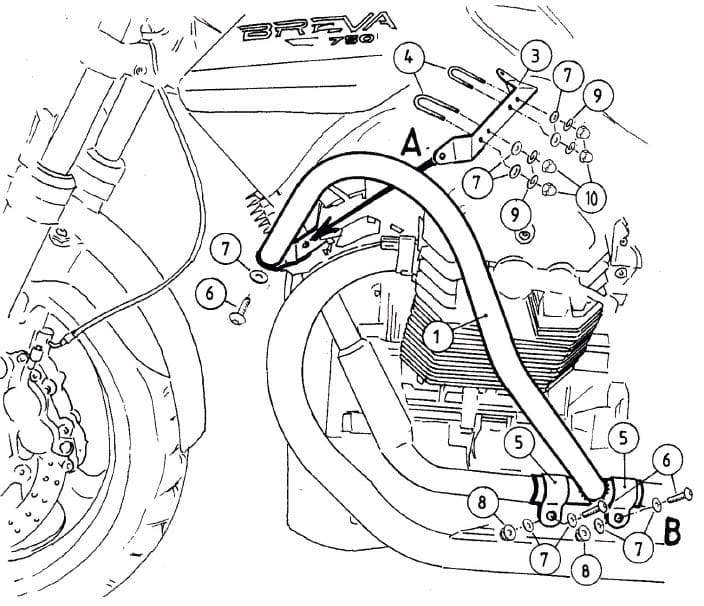 Engine protection bar black for Moto Guzzi Breva V 750 ie (2003-2013)