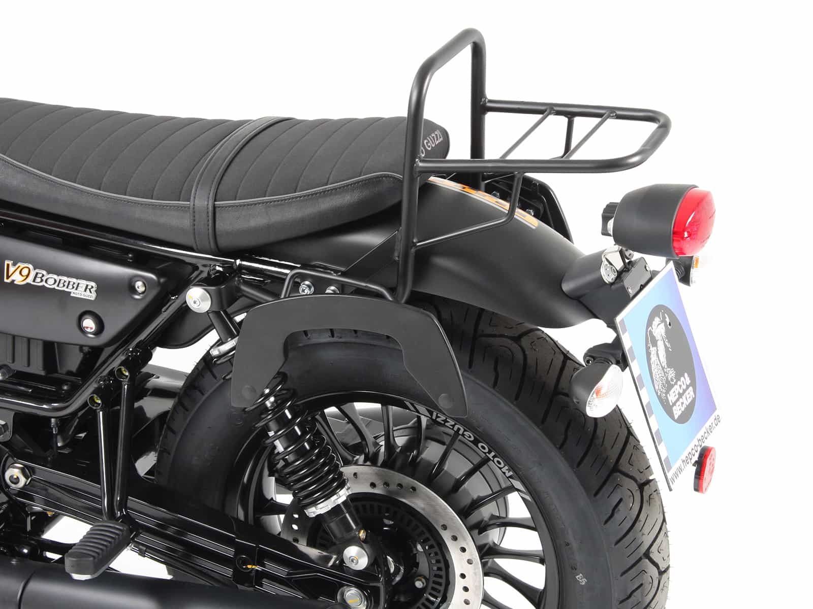 Topcase carrier tube-type black for model with short seat for Moto Guzzi V 9 Bobber (2016-2020)