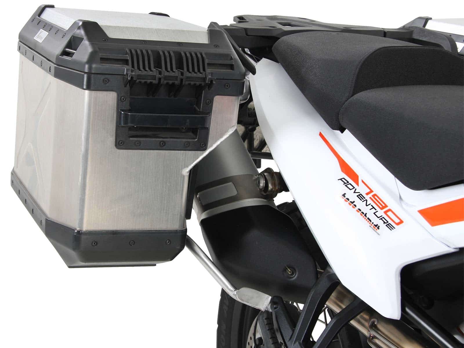 Side carrier cutout stainless steel incl. Xplorer silver sideboxes for KTM 890 Adventure / R / Rally (2021-2022)