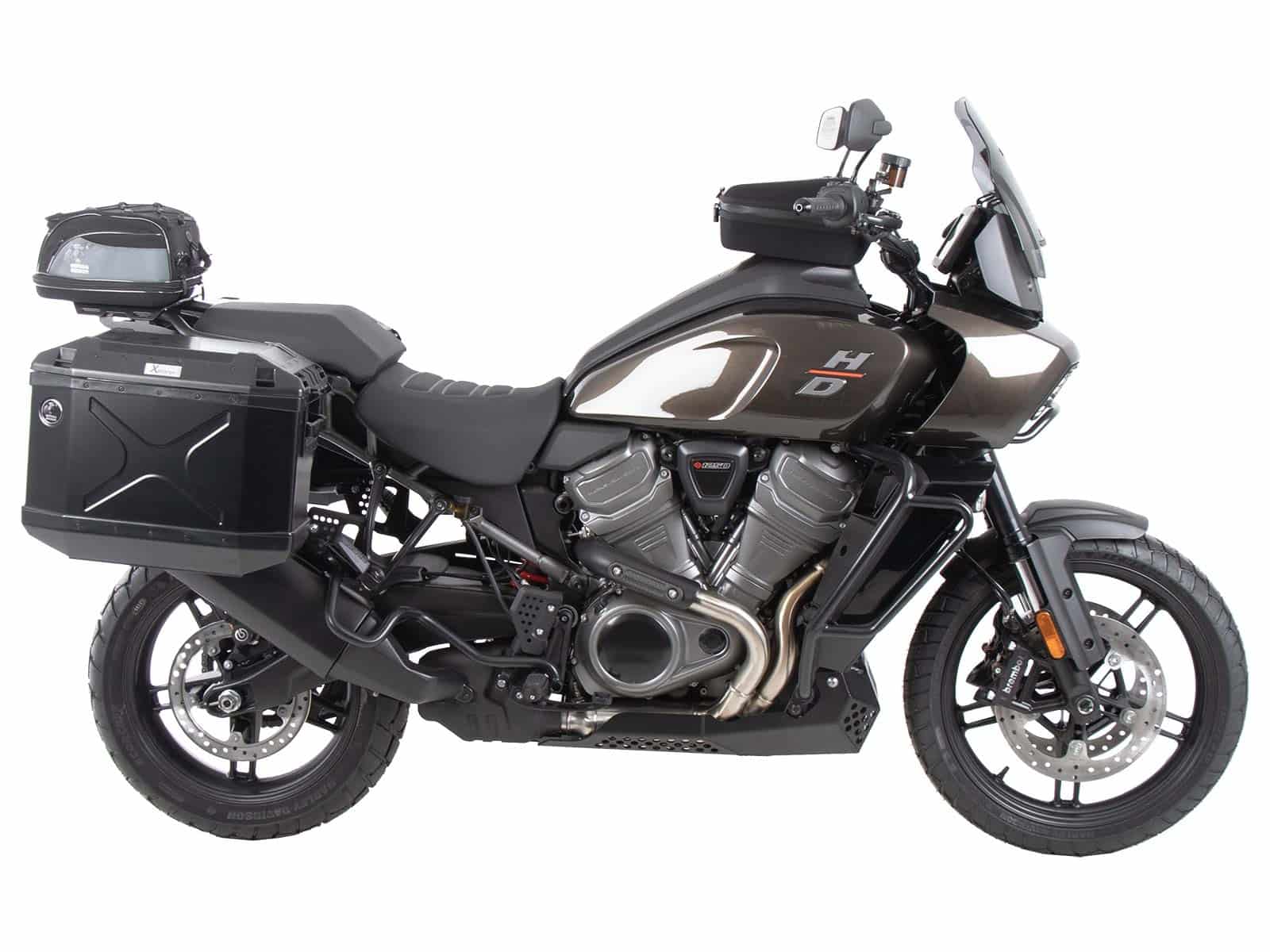 Side carrier cutout black incl. Xplorer black sideboxes for Harley Davidson Pan America (2021-)
