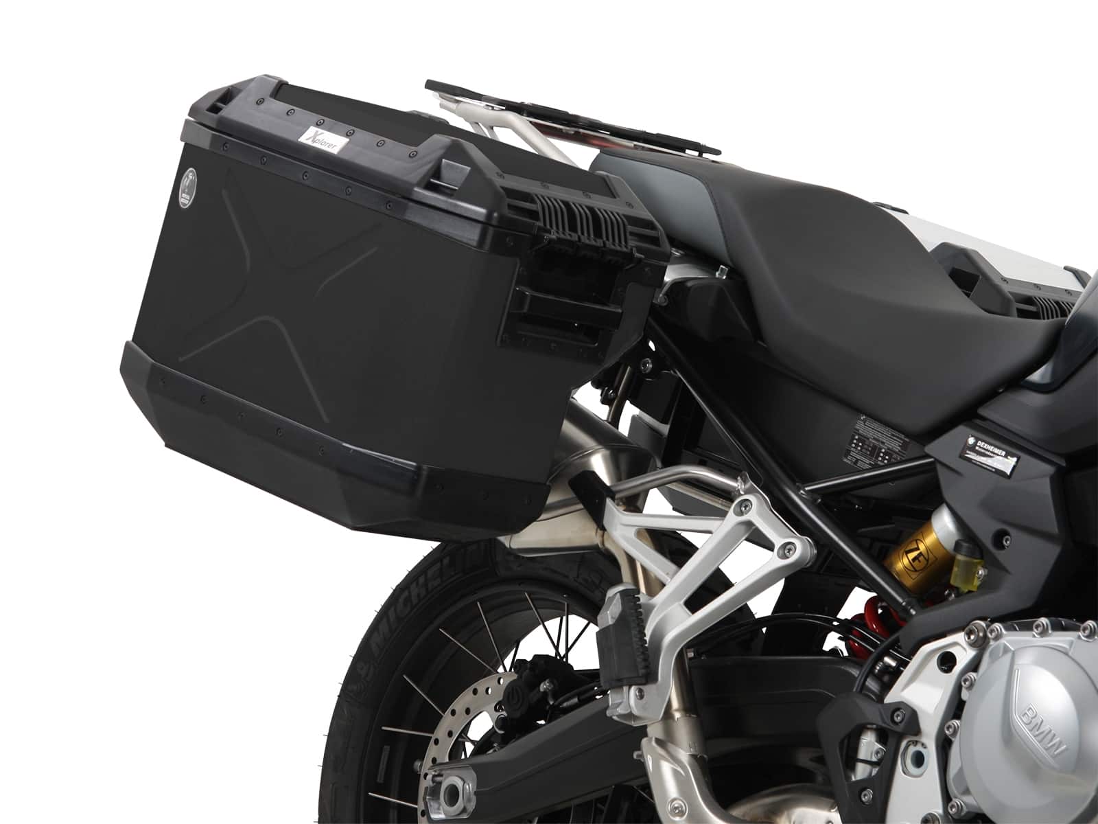 Sidecarrier Cutout stainless steel incl. Xplorer sideboxes black for BMW F 750 GS (2018-2023)