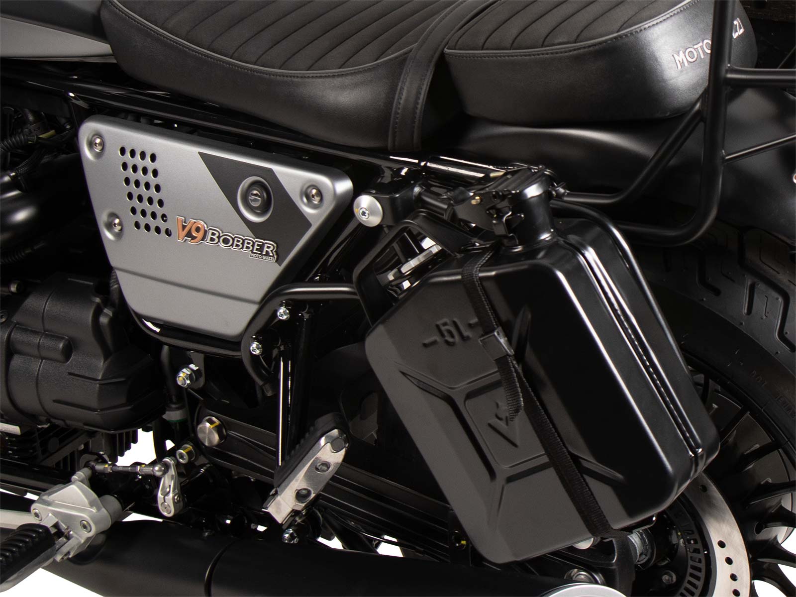 Canister 4 ltr. incl. holder left Cutout - black for Moto Guzzi V9 Bobber/Special Edition (2021-)