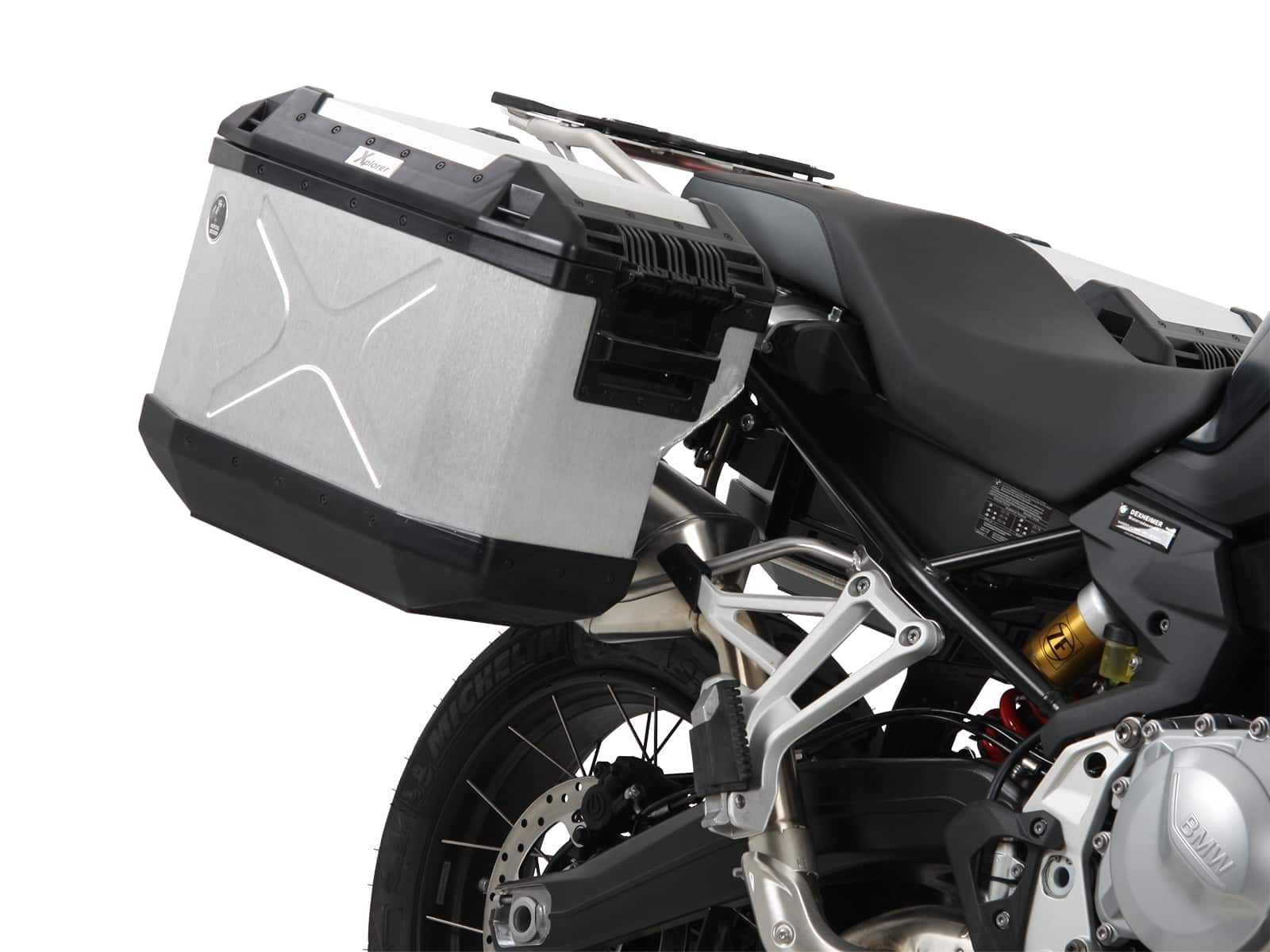 Sidecarrier Cutout stainless steel incl. Xplorer silver sideboxes for BMW F 850 GS Adventure (2019-2023)