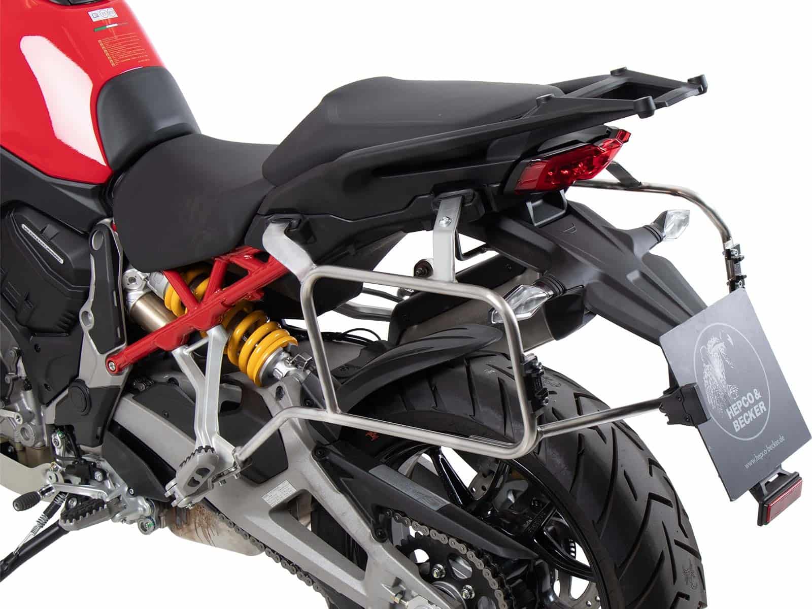 Side carrier cutout stainless steel incl. Xplorer sideboxes black for Ducati Multistrada V4/S/S Sport/Pikes Peak (2021-)/Rally(2023-)