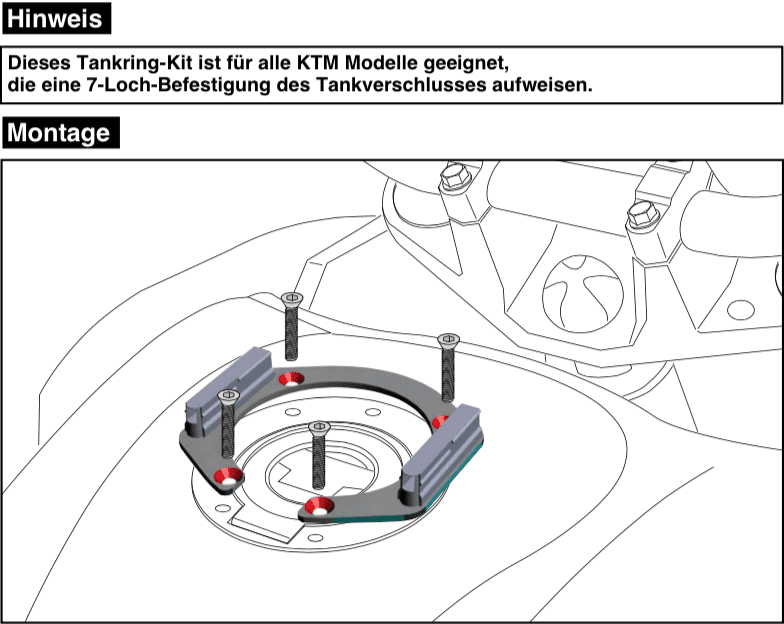Tankring Lock-it universal 7 hole mounting for KTM