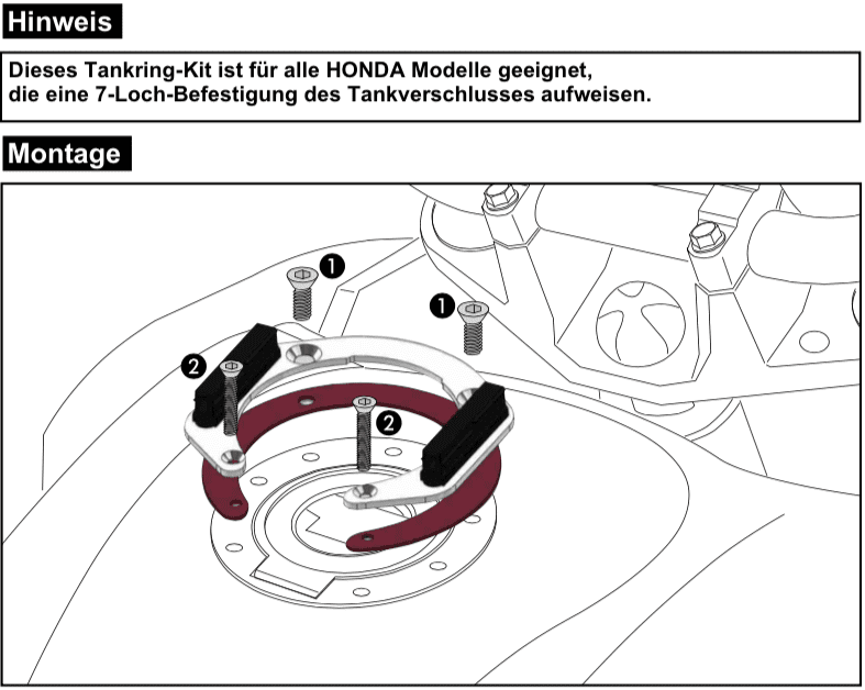 Tankring Lock-it universal 7 hole mounting for Honda