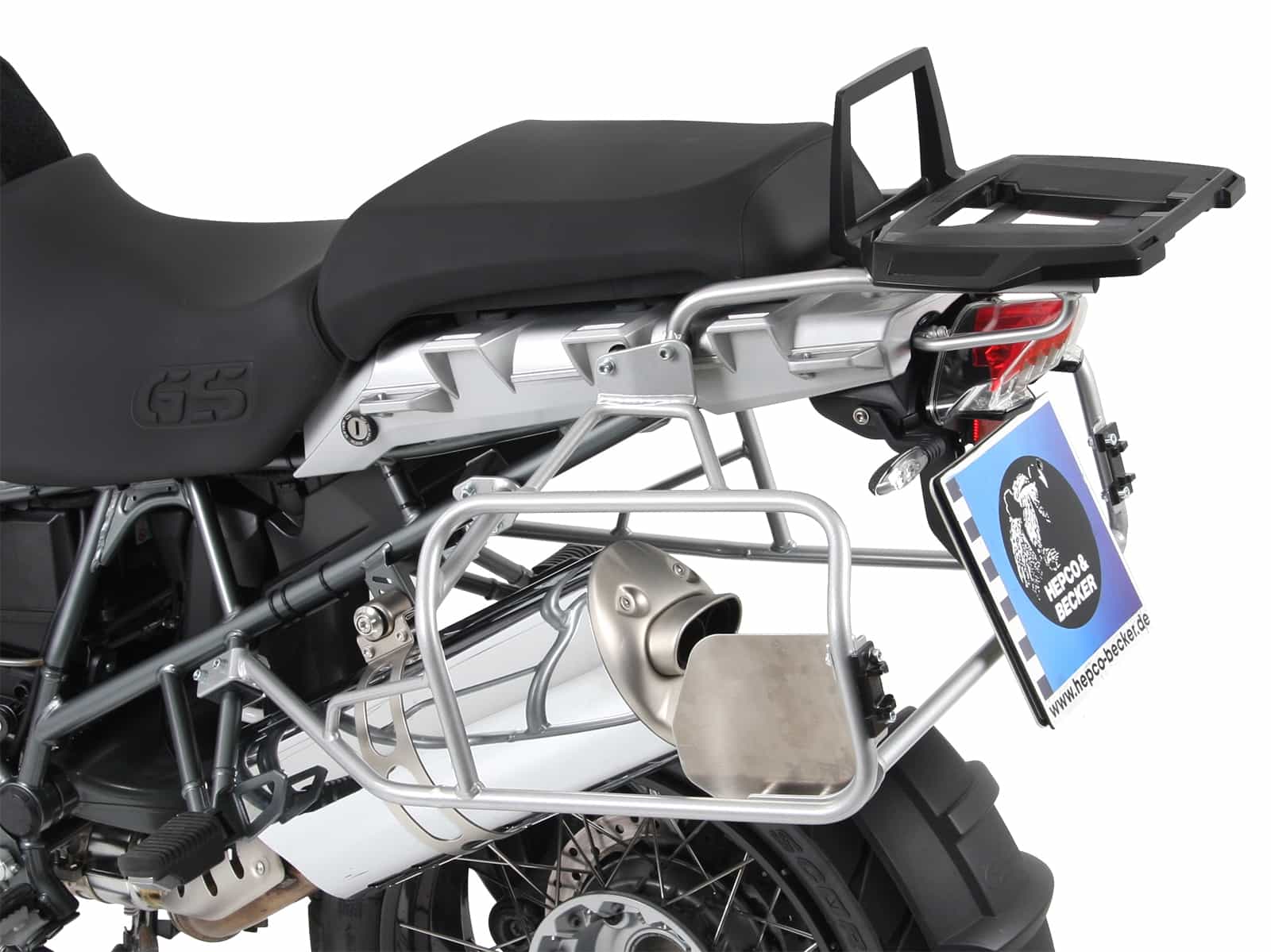 Sidecarrier Cutout stainless steel incl. Xplorer sideboxes silver for BMW R1200GS (2004-2012) / Adventure (2006-2013)