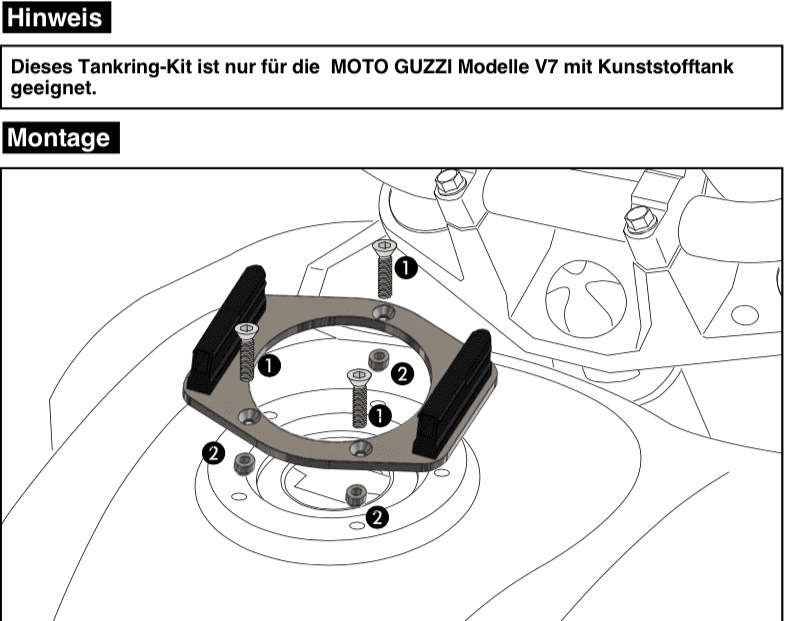 Tankring Lock-it universal 5 hole mounting for Moto Guzzi V7 Models with plastic tank
