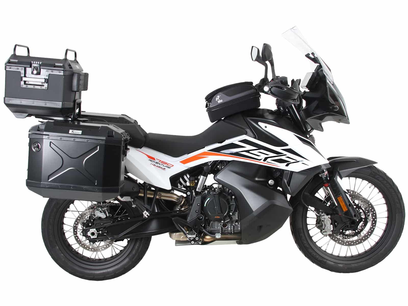 Sidecarrier Cutout stainless steel incl. Xplorer sideboxes black for KTM 790 Adventure/R (2019-)