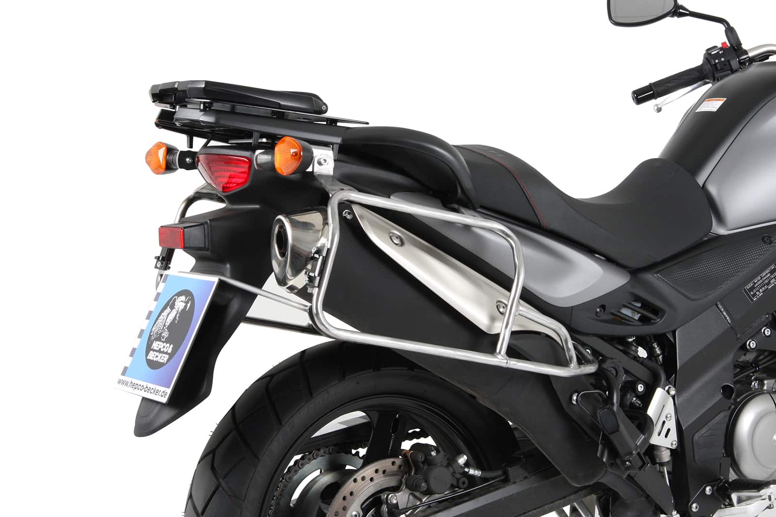 Sidecarrier Cutout stainless steel incl. Xplorer sideboxes silver for Suzuki V-Strom 650 ABS (2012-2016)