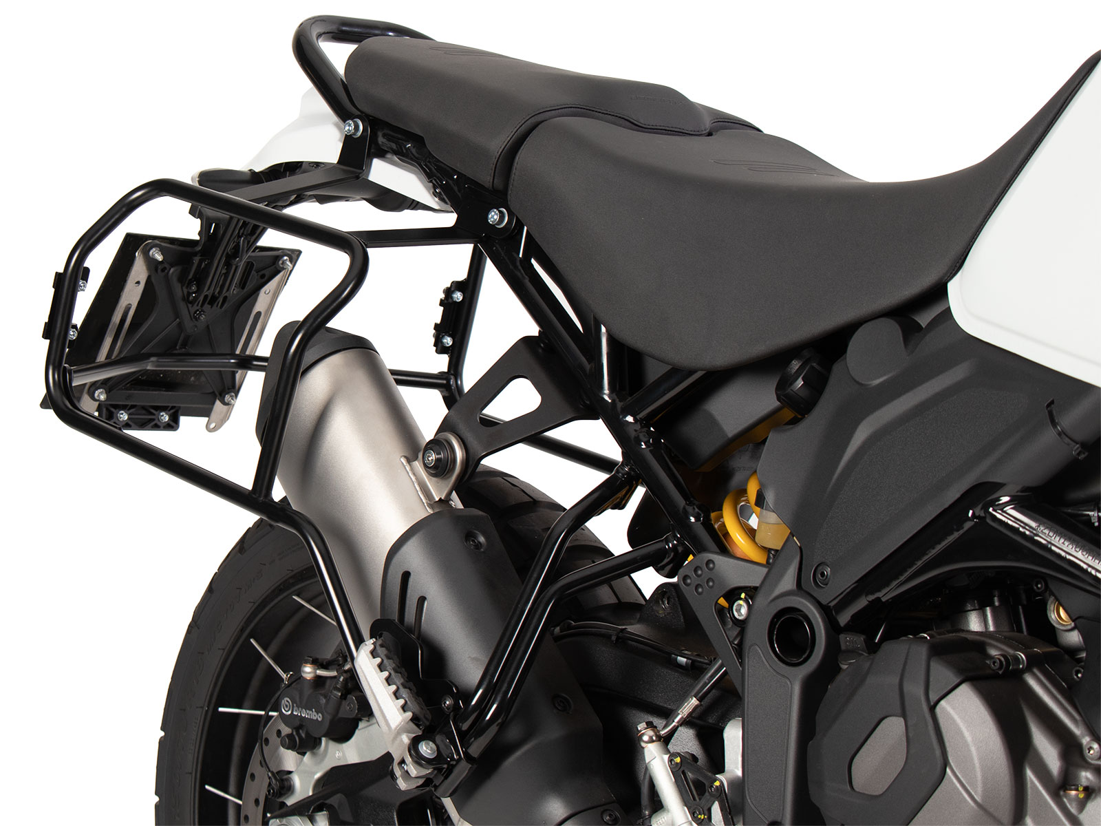 Side carrier cutout black incl. Xplorer black sideboxes for Ducati Desert X (2022-)